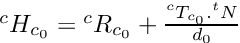 $ {}^cH_{c_0} = {}^cR_{c_0} + \frac{{}^cT_{c_0} . {}^tN}{d_0} $