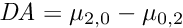 ${\it DA} = \mu_{{2,0}}-\mu_{{0,2}}$