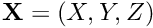 ${\bf X} = (X,Y,Z)$