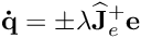 \[ {\bf \dot q} = \pm \lambda {{\bf \widehat J}_e}^+ {\bf e} \]