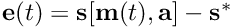 ${\bf e}(t) = {\bf s}[{\bf m}(t), {\bf a}]-{\bf s}^*$