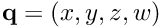 ${\bf q} = (x, y, z, w)$