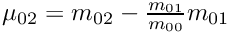 $ \mu_{02} = m_{02} - \frac{m_{01}}{m_{00}}m_{01} $