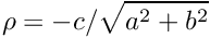 \[ \rho = -c/\sqrt{a^2+b^2} \]