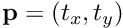 $ {\bf p} = (t_x, t_y)$