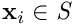 $ \textbf{x}_i \in \textit{S} $