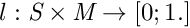 $ l: \textit{S} \times \textit{M} \rightarrow [0; 1.] $