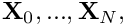 $ \mathbf{X}_0, ..., \mathbf{X}_N, $