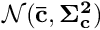 $\mathcal{N}(\mathbf{\bar c}, \mathbf{\Sigma_c^2})$