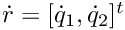 $ vel = [^{f} v_x, ^{f} v_y, ^{f} v_z, ^{f} \omega_x, ^{f} \omega_y, ^{f} \omega_z]^T $