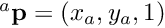 $^a{\bf p}=(x_a,y_a,1)$